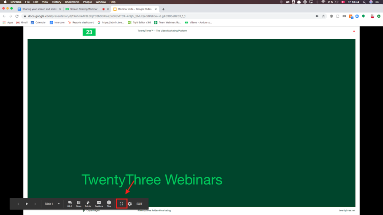 Google Slides toggling between full-screen and browser mode