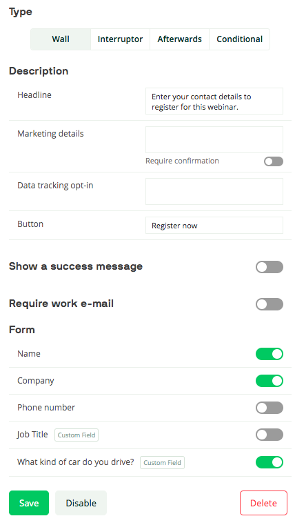 Activating custom collector fields