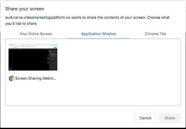 Share your Google Slides - selecting application window