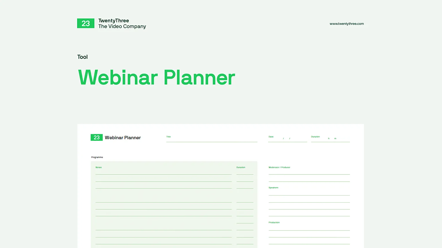 Webinar Planner