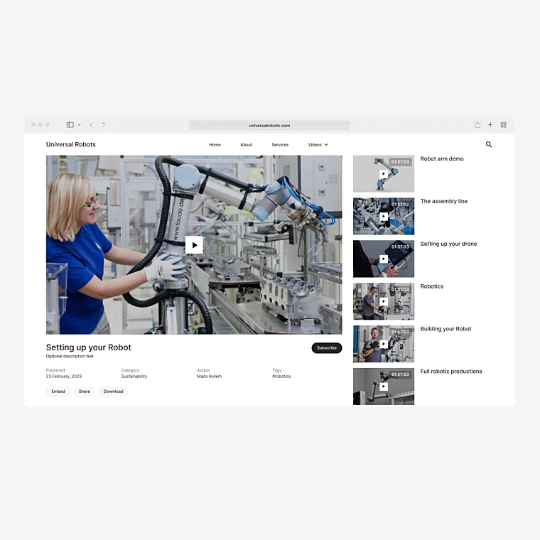 Video section singel page