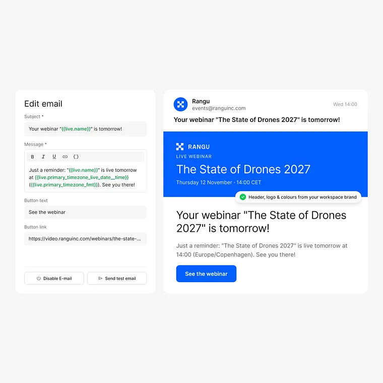 Webinar email sequences brand once reuse flow